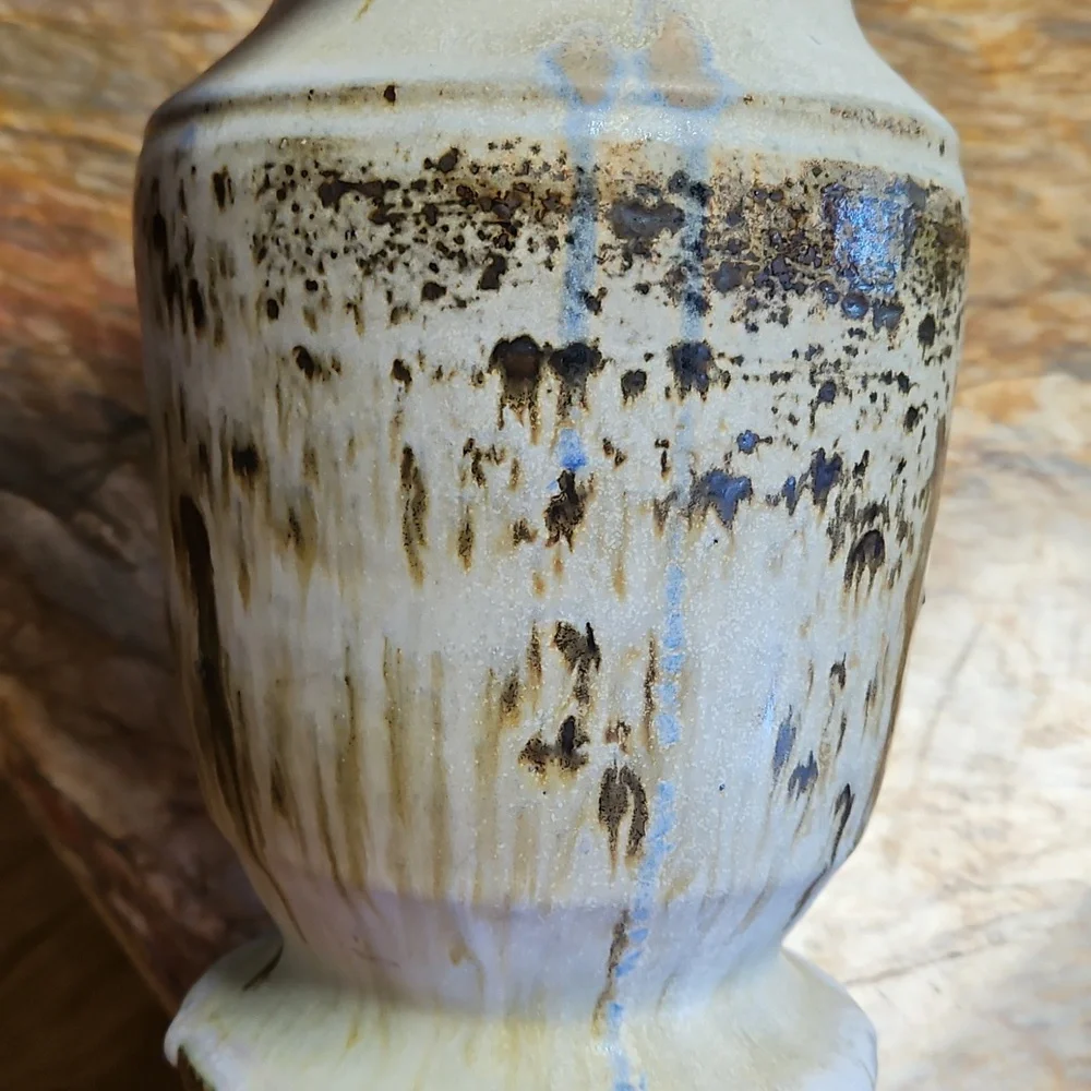 Rustic Cream and Brown Handcrafted Ceramic Vase